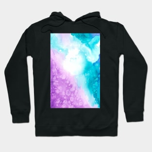 Watercolor galaxy in turquoise and purple Hoodie